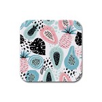 Seamless Pattern With Fruits Rubber Square Coaster (4 pack)  Front