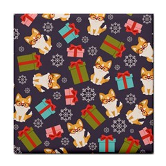 Welsh Corgi Dog With Gift Boxes Seamless Pattern Wallpaper Tile Coaster