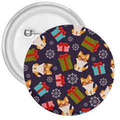 Welsh Corgi Dog With Gift Boxes Seamless Pattern Wallpaper 3  Buttons