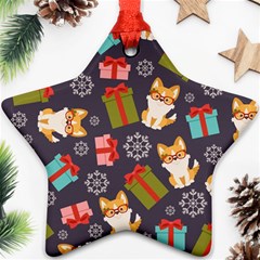 Welsh Corgi Dog With Gift Boxes Seamless Pattern Wallpaper Ornament (Star)