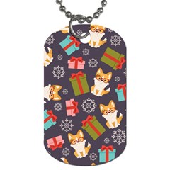 Welsh Corgi Dog With Gift Boxes Seamless Pattern Wallpaper Dog Tag (One Side)