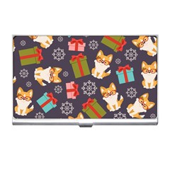 Welsh Corgi Dog With Gift Boxes Seamless Pattern Wallpaper Business Card Holder by Nexatart