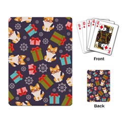 Welsh Corgi Dog With Gift Boxes Seamless Pattern Wallpaper Playing Cards Single Design (rectangle) by Nexatart