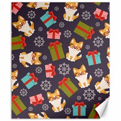 Welsh Corgi Dog With Gift Boxes Seamless Pattern Wallpaper Canvas 8  x 10 