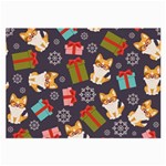 Welsh Corgi Dog With Gift Boxes Seamless Pattern Wallpaper Large Glasses Cloth (2 Sides) Front