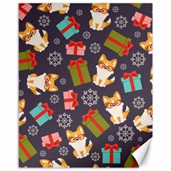 Welsh Corgi Dog With Gift Boxes Seamless Pattern Wallpaper Canvas 11  x 14 