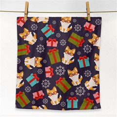 Welsh Corgi Dog With Gift Boxes Seamless Pattern Wallpaper Face Towel