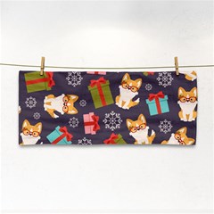 Welsh Corgi Dog With Gift Boxes Seamless Pattern Wallpaper Hand Towel