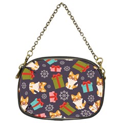 Welsh Corgi Dog With Gift Boxes Seamless Pattern Wallpaper Chain Purse (One Side)