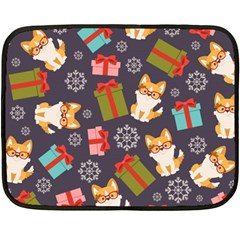 Welsh Corgi Dog With Gift Boxes Seamless Pattern Wallpaper Double Sided Fleece Blanket (Mini) 