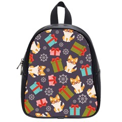 Welsh Corgi Dog With Gift Boxes Seamless Pattern Wallpaper School Bag (Small)