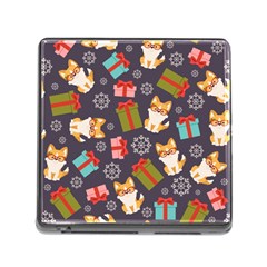 Welsh Corgi Dog With Gift Boxes Seamless Pattern Wallpaper Memory Card Reader (Square 5 Slot)