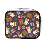 Welsh Corgi Dog With Gift Boxes Seamless Pattern Wallpaper Mini Toiletries Bag (One Side) Front