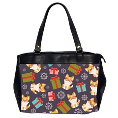 Welsh Corgi Dog With Gift Boxes Seamless Pattern Wallpaper Oversize Office Handbag (2 Sides)