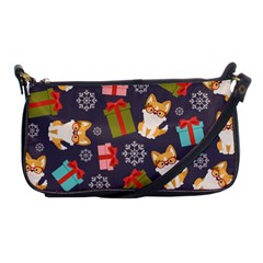 Welsh Corgi Dog With Gift Boxes Seamless Pattern Wallpaper Shoulder Clutch Bag