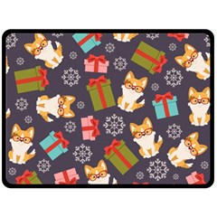 Welsh Corgi Dog With Gift Boxes Seamless Pattern Wallpaper Fleece Blanket (large)  by Nexatart