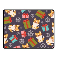 Welsh Corgi Dog With Gift Boxes Seamless Pattern Wallpaper Fleece Blanket (Small)