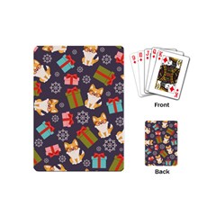 Welsh Corgi Dog With Gift Boxes Seamless Pattern Wallpaper Playing Cards Single Design (Mini)