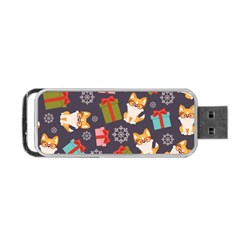 Welsh Corgi Dog With Gift Boxes Seamless Pattern Wallpaper Portable USB Flash (One Side)