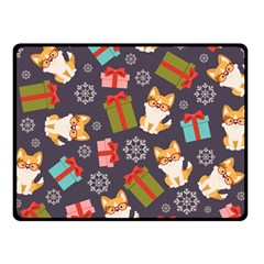 Welsh Corgi Dog With Gift Boxes Seamless Pattern Wallpaper Double Sided Fleece Blanket (Small) 