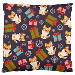 Welsh Corgi Dog With Gift Boxes Seamless Pattern Wallpaper Standard Flano Cushion Case (Two Sides)