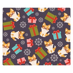 Welsh Corgi Dog With Gift Boxes Seamless Pattern Wallpaper Double Sided Flano Blanket (Small) 