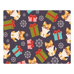 Welsh Corgi Dog With Gift Boxes Seamless Pattern Wallpaper Double Sided Flano Blanket (large)  by Nexatart