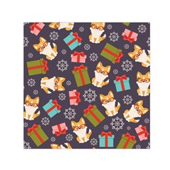 Welsh Corgi Dog With Gift Boxes Seamless Pattern Wallpaper Small Satin Scarf (square) by Nexatart