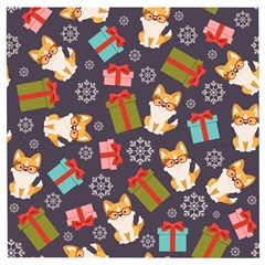 Welsh Corgi Dog With Gift Boxes Seamless Pattern Wallpaper Wooden Puzzle Square