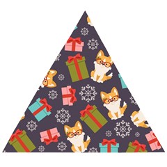 Welsh Corgi Dog With Gift Boxes Seamless Pattern Wallpaper Wooden Puzzle Triangle