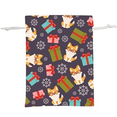 Welsh Corgi Dog With Gift Boxes Seamless Pattern Wallpaper  Lightweight Drawstring Pouch (xl) by Nexatart