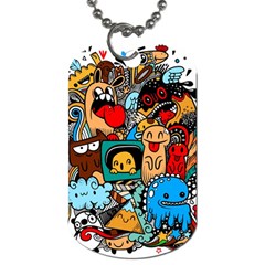 Abstract Grunge Urban Pattern With Monster Character Super Drawing Graffiti Style Dog Tag (one Side) by Nexatart