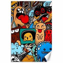 Abstract Grunge Urban Pattern With Monster Character Super Drawing Graffiti Style Canvas 24  X 36  by Nexatart