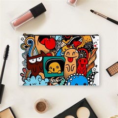 Abstract Grunge Urban Pattern With Monster Character Super Drawing Graffiti Style Cosmetic Bag (medium)