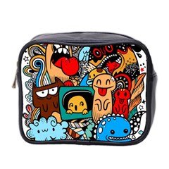 Abstract Grunge Urban Pattern With Monster Character Super Drawing Graffiti Style Mini Toiletries Bag (two Sides) by Nexatart