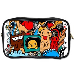 Abstract Grunge Urban Pattern With Monster Character Super Drawing Graffiti Style Toiletries Bag (one Side) by Nexatart