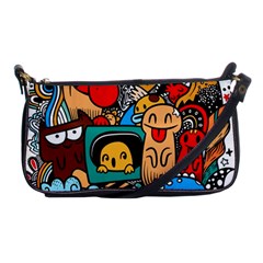 Abstract Grunge Urban Pattern With Monster Character Super Drawing Graffiti Style Shoulder Clutch Bag by Nexatart