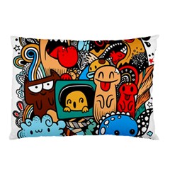 Abstract Grunge Urban Pattern With Monster Character Super Drawing Graffiti Style Pillow Case (two Sides) by Nexatart