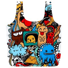 Abstract Grunge Urban Pattern With Monster Character Super Drawing Graffiti Style Full Print Recycle Bag (xl) by Nexatart