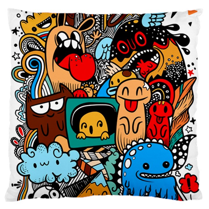 Abstract Grunge Urban Pattern With Monster Character Super Drawing Graffiti Style Standard Flano Cushion Case (One Side)