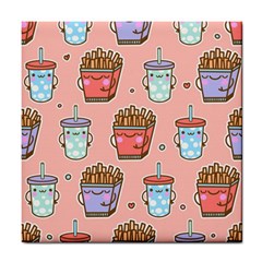 Cute Kawaii Food Seamless Pattern Tile Coaster