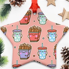 Cute Kawaii Food Seamless Pattern Ornament (star) by Nexatart