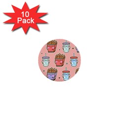 Cute Kawaii Food Seamless Pattern 1  Mini Buttons (10 pack) 