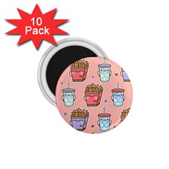 Cute Kawaii Food Seamless Pattern 1.75  Magnets (10 pack) 