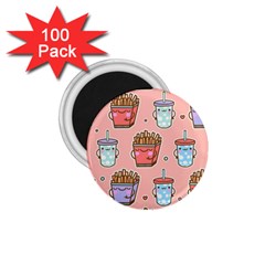 Cute Kawaii Food Seamless Pattern 1.75  Magnets (100 pack) 