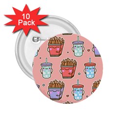 Cute Kawaii Food Seamless Pattern 2.25  Buttons (10 pack) 