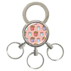 Cute Kawaii Food Seamless Pattern 3-Ring Key Chain