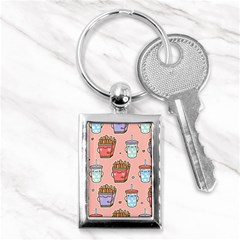 Cute Kawaii Food Seamless Pattern Key Chain (Rectangle)