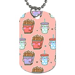 Cute Kawaii Food Seamless Pattern Dog Tag (Two Sides)