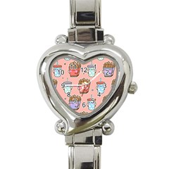 Cute Kawaii Food Seamless Pattern Heart Italian Charm Watch